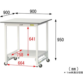 軽量作業台/耐荷重150kg_ワンタッチ移動式_全面棚付_ワークテーブル150シリーズ_低圧メラミン天板 山金工業
