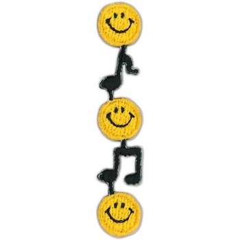 ミニシールワッペン 音符スマイリー スマイリーフェイス