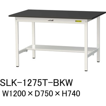 実験用軽量作業台/固定式_高耐薬品ケミテクト天板_半面棚付き_ワークテーブルLABシリーズ_実験用ラボテーブル 山金工業