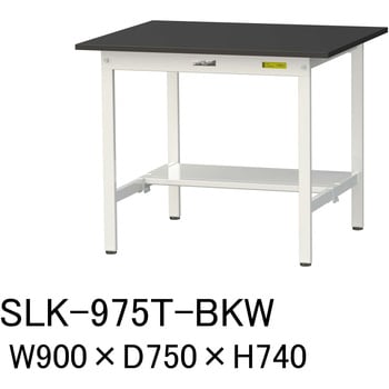 実験用軽量作業台/固定式_高耐薬品ケミテクト天板_半面棚付き_ワークテーブルLABシリーズ_実験用ラボテーブル 山金工業