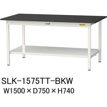 実験用軽量作業台/固定式_高耐薬品ケミテクト天板_全面棚付き_ワークテーブルLABシリーズ_実験用ラボテーブル 山金工業