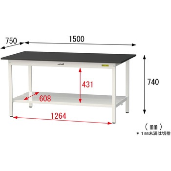実験用軽量作業台/固定式_高耐薬品ケミテクト天板_全面棚付き_ワークテーブルLABシリーズ_実験用ラボテーブル 山金工業
