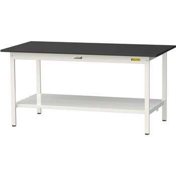 実験用軽量作業台/固定式_高耐薬品ケミテクト天板_全面棚付き_ワークテーブルLABシリーズ_実験用ラボテーブル 山金工業