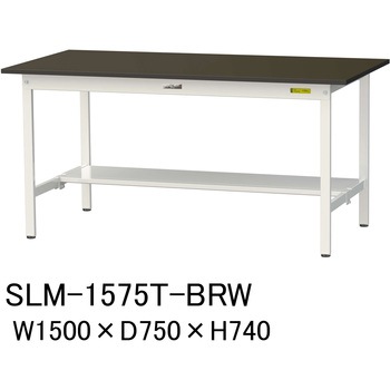 実験用軽量作業台/固定式_指紋レスメラミン天板_半面棚付き_ワークテーブルLABシリーズ_実験用ラボテーブル 山金工業