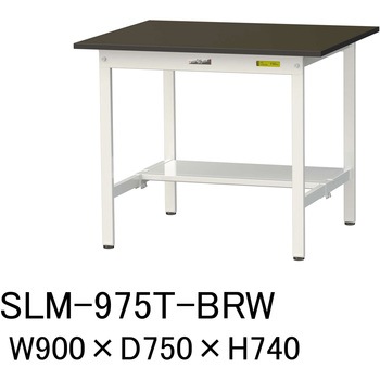 実験用軽量作業台/固定式_指紋レスメラミン天板_半面棚付き_ワークテーブルLABシリーズ_実験用ラボテーブル 山金工業