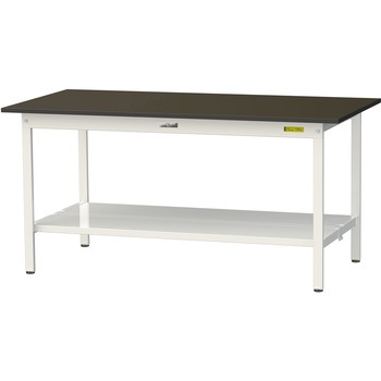 実験用軽量作業台/固定式_指紋レスメラミン天板_全面棚付き_ワークテーブルLABシリーズ_実験用ラボテーブル 山金工業