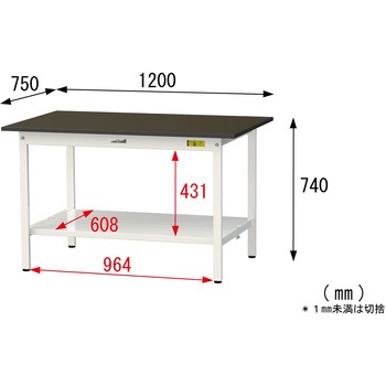 実験用軽量作業台/固定式_指紋レスメラミン天板_全面棚付き_ワークテーブルLABシリーズ_実験用ラボテーブル 山金工業