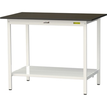 実験用軽量作業台/固定式_指紋レスメラミン天板_全面棚付き_ワークテーブルLABシリーズ_実験用ラボテーブル 山金工業