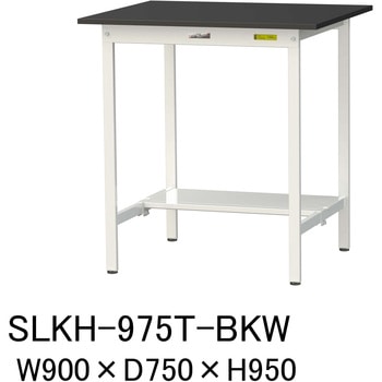 実験用軽量作業台/固定式_高耐薬品ケミテクト天板_半面棚付き_ワークテーブルLABシリーズ_実験用ラボテーブル 山金工業