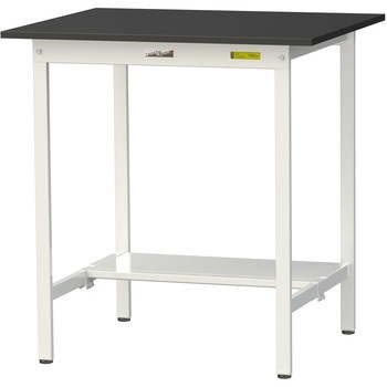 実験用軽量作業台/固定式_高耐薬品ケミテクト天板_半面棚付き_ワークテーブルLABシリーズ_実験用ラボテーブル 山金工業