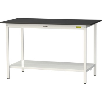 実験用軽量作業台/固定式_高耐薬品ケミテクト天板_全面棚付き_ワークテーブルLABシリーズ_実験用ラボテーブル 山金工業