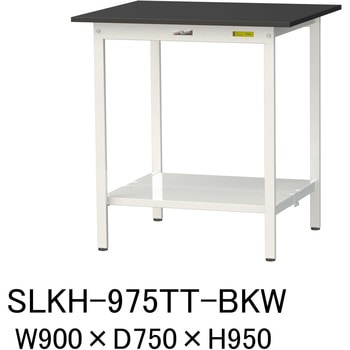 実験用軽量作業台/固定式_高耐薬品ケミテクト天板_全面棚付き_ワークテーブルLABシリーズ_実験用ラボテーブル 山金工業