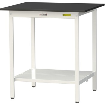 実験用軽量作業台/固定式_高耐薬品ケミテクト天板_全面棚付き_ワークテーブルLABシリーズ_実験用ラボテーブル 山金工業