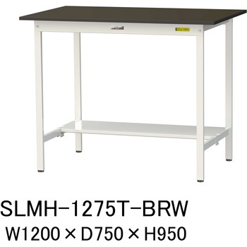 実験用軽量作業台/固定式_指紋レスメラミン天板_半面棚付き_ワークテーブルLABシリーズ_実験用ラボテーブル 山金工業