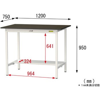 実験用軽量作業台/固定式_指紋レスメラミン天板_半面棚付き_ワークテーブルLABシリーズ_実験用ラボテーブル 山金工業