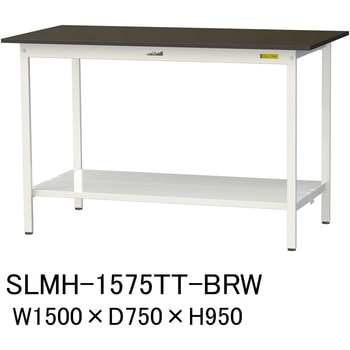 実験用軽量作業台/固定式_指紋レスメラミン天板_全面棚付き_ワークテーブルLABシリーズ_実験用ラボテーブル 山金工業