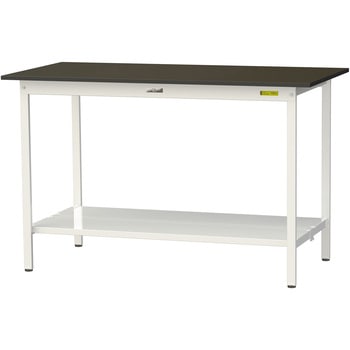 実験用軽量作業台/固定式_指紋レスメラミン天板_全面棚付き_ワークテーブルLABシリーズ_実験用ラボテーブル 山金工業