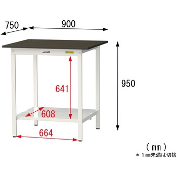実験用軽量作業台/固定式_指紋レスメラミン天板_全面棚付き_ワークテーブルLABシリーズ_実験用ラボテーブル 山金工業