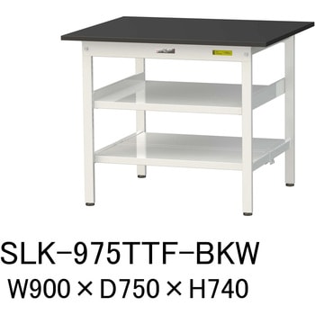 実験用軽量作業台/固定式_高耐薬品ケミテクト天板_中間棚付き_全面棚付き_ワークテーブルLABシリーズ_実験用ラボテーブル 山金工業