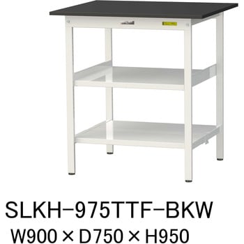 実験用軽量作業台/固定式_高耐薬品ケミテクト天板_中間棚付き_全面棚付き_ワークテーブルLABシリーズ_実験用ラボテーブル 山金工業