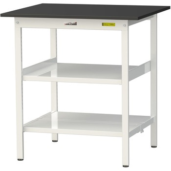 実験用軽量作業台/固定式_高耐薬品ケミテクト天板_中間棚付き_全面棚付き_ワークテーブルLABシリーズ_実験用ラボテーブル 山金工業