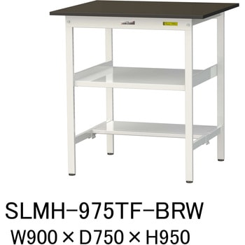 実験用軽量作業台/固定式_指紋レスメラミン天板_中間棚付き_半面棚付き_ワークテーブルLABシリーズ_実験用ラボテーブル 山金工業