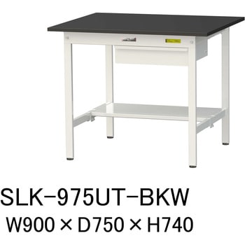実験用軽量作業台/固定式_高耐薬品ケミテクト天板_引き出し付き_半面棚付き_ワークテーブルLABシリーズ_実験用ラボテーブル 山金工業
