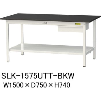 実験用軽量作業台/固定式_高耐薬品ケミテクト天板_引き出し付き_全面棚付き_ワークテーブルLABシリーズ_実験用ラボテーブル 山金工業