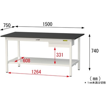 実験用軽量作業台/固定式_高耐薬品ケミテクト天板_引き出し付き_全面棚付き_ワークテーブルLABシリーズ_実験用ラボテーブル 山金工業