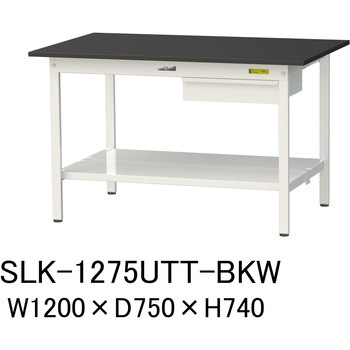 実験用軽量作業台/固定式_高耐薬品ケミテクト天板_引き出し付き_全面棚付き_ワークテーブルLABシリーズ_実験用ラボテーブル 山金工業