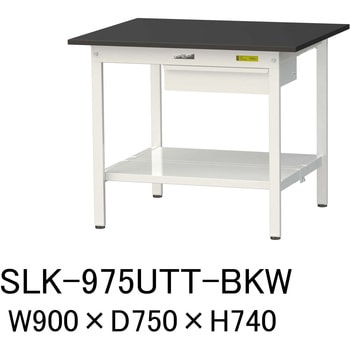 実験用軽量作業台/固定式_高耐薬品ケミテクト天板_引き出し付き_全面棚付き_ワークテーブルLABシリーズ_実験用ラボテーブル 山金工業