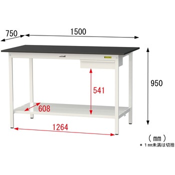 実験用軽量作業台/固定式_高耐薬品ケミテクト天板_引き出し付き_全面棚付き_ワークテーブルLABシリーズ_実験用ラボテーブル 山金工業