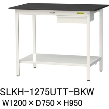 実験用軽量作業台/固定式_高耐薬品ケミテクト天板_引き出し付き_全面棚付き_ワークテーブルLABシリーズ_実験用ラボテーブル 山金工業