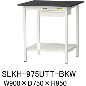 実験用軽量作業台/固定式_高耐薬品ケミテクト天板_引き出し付き_全面棚付き_ワークテーブルLABシリーズ_実験用ラボテーブル 山金工業