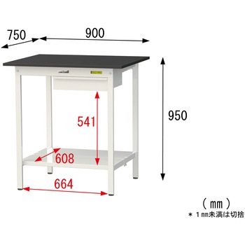 実験用軽量作業台/固定式_高耐薬品ケミテクト天板_引き出し付き_全面棚付き_ワークテーブルLABシリーズ_実験用ラボテーブル 山金工業
