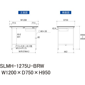 実験用軽量作業台/固定式_指紋レスメラミン天板_引き出し付き_ワークテーブルLABシリーズ_実験用ラボテーブル 山金工業