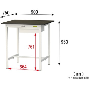 実験用軽量作業台/固定式_指紋レスメラミン天板_引き出し付き_ワークテーブルLABシリーズ_実験用ラボテーブル 山金工業