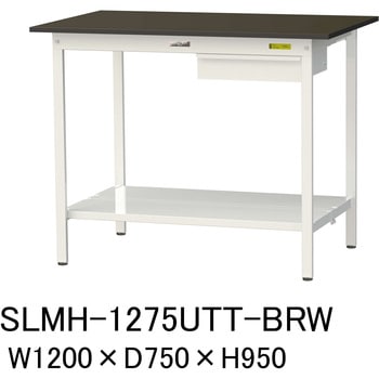 実験用軽量作業台/固定式_指紋レスメラミン天板_引き出し付き_全面棚付き_ワークテーブルLABシリーズ_実験用ラボテーブル 山金工業