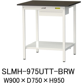 実験用軽量作業台/固定式_指紋レスメラミン天板_引き出し付き_全面棚付き_ワークテーブルLABシリーズ_実験用ラボテーブル 山金工業