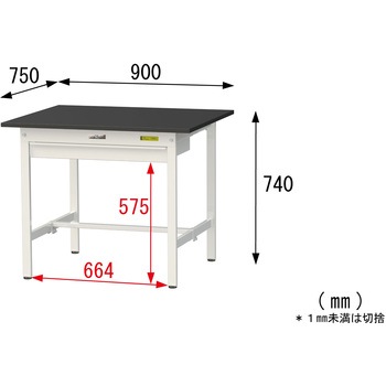 実験用軽量作業台/固定式_高耐薬品ケミテクト天板_ワイド引き出し付き_ワークテーブルLABシリーズ_実験用ラボテーブル 山金工業