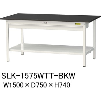 実験用軽量作業台/固定式_高耐薬品ケミテクト天板_ワイド引き出し付き_全面棚付き_ワークテーブルLABシリーズ_実験用ラボテーブル 山金工業