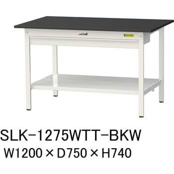 実験用軽量作業台/固定式_高耐薬品ケミテクト天板_ワイド引き出し付き_全面棚付き_ワークテーブルLABシリーズ_実験用ラボテーブル 山金工業