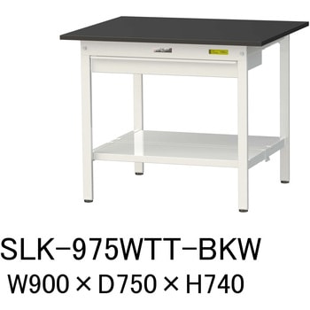 実験用軽量作業台/固定式_高耐薬品ケミテクト天板_ワイド引き出し付き_全面棚付き_ワークテーブルLABシリーズ_実験用ラボテーブル 山金工業