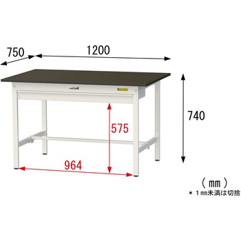 実験用軽量作業台/固定式_指紋レスメラミン天板_ワイド引き出し付き_ワークテーブルLABシリーズ_実験用ラボテーブル 山金工業
