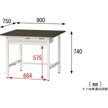 実験用軽量作業台/固定式_指紋レスメラミン天板_ワイド引き出し付き_ワークテーブルLABシリーズ_実験用ラボテーブル 山金工業