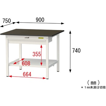 実験用軽量作業台/固定式_指紋レスメラミン天板_ワイド引き出し付き_全面棚付き_ワークテーブルLABシリーズ_実験用ラボテーブル 山金工業