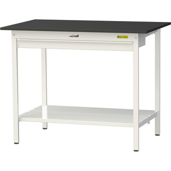 実験用軽量作業台/固定式_高耐薬品ケミテクト天板_ワイド引き出し付き_全面棚付き_ワークテーブルLABシリーズ_実験用ラボテーブル 山金工業