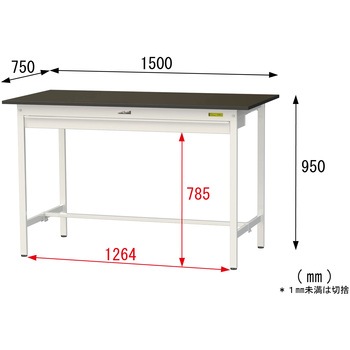 実験用軽量作業台/固定式_指紋レスメラミン天板_ワイド引き出し付き_ワークテーブルLABシリーズ_実験用ラボテーブル 山金工業