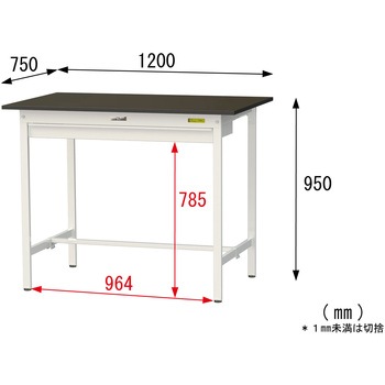 実験用軽量作業台/固定式_指紋レスメラミン天板_ワイド引き出し付き_ワークテーブルLABシリーズ_実験用ラボテーブル 山金工業