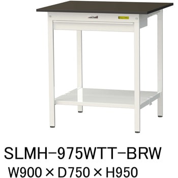 実験用軽量作業台/固定式_指紋レスメラミン天板_ワイド引き出し付き_全面棚付き_ワークテーブルLABシリーズ_実験用ラボテーブル 山金工業